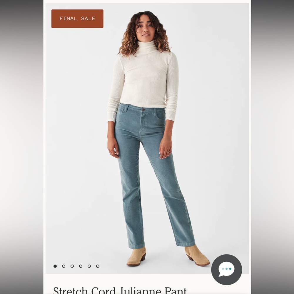 Faherty Teal Straight Leg Corduroy Pants